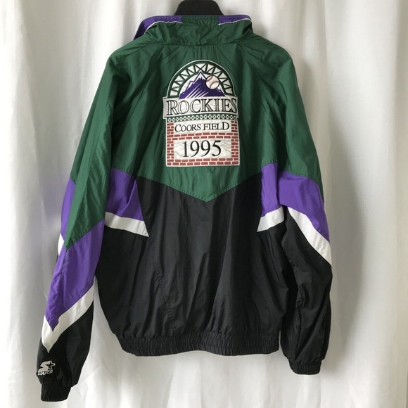 Vintage STARTER Colorado Rockies 1995 Coors Field Staff Windbreaker Jacket Zip - Picture 9 of 14